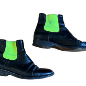 CHRISTOPHER KANE Fluorescent Black/Green Polished Leather Chelsea Boots Womens 6